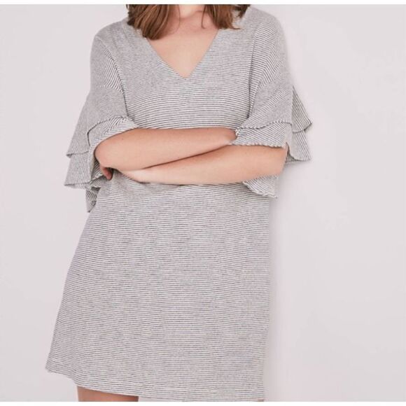 Lucky Brand Striped Ruffled Sleeve Shift Dress Size Small (2801) - Picture 2 of 6